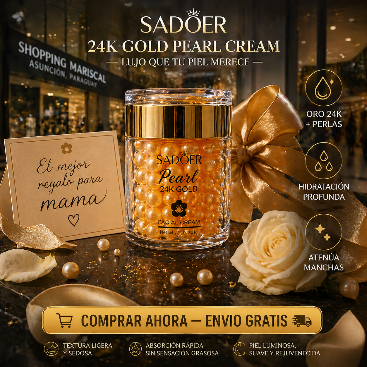 Crema facial 24k gold pearl SADOER