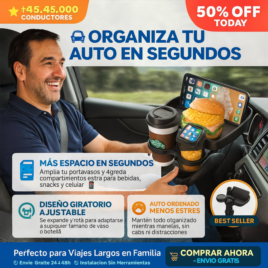 Organizador de portavasos para coche